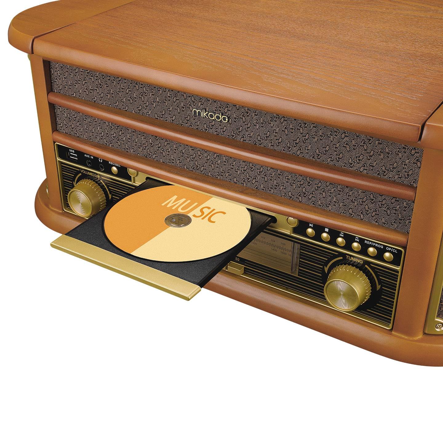 Mikado Nostalgia MN-P325 DÖNENCE Pikap Ahşap 2X5W Stereo Speaker MP3 Çalar USB-Radyo-CD-Kaset -BT Müzik Kutusu