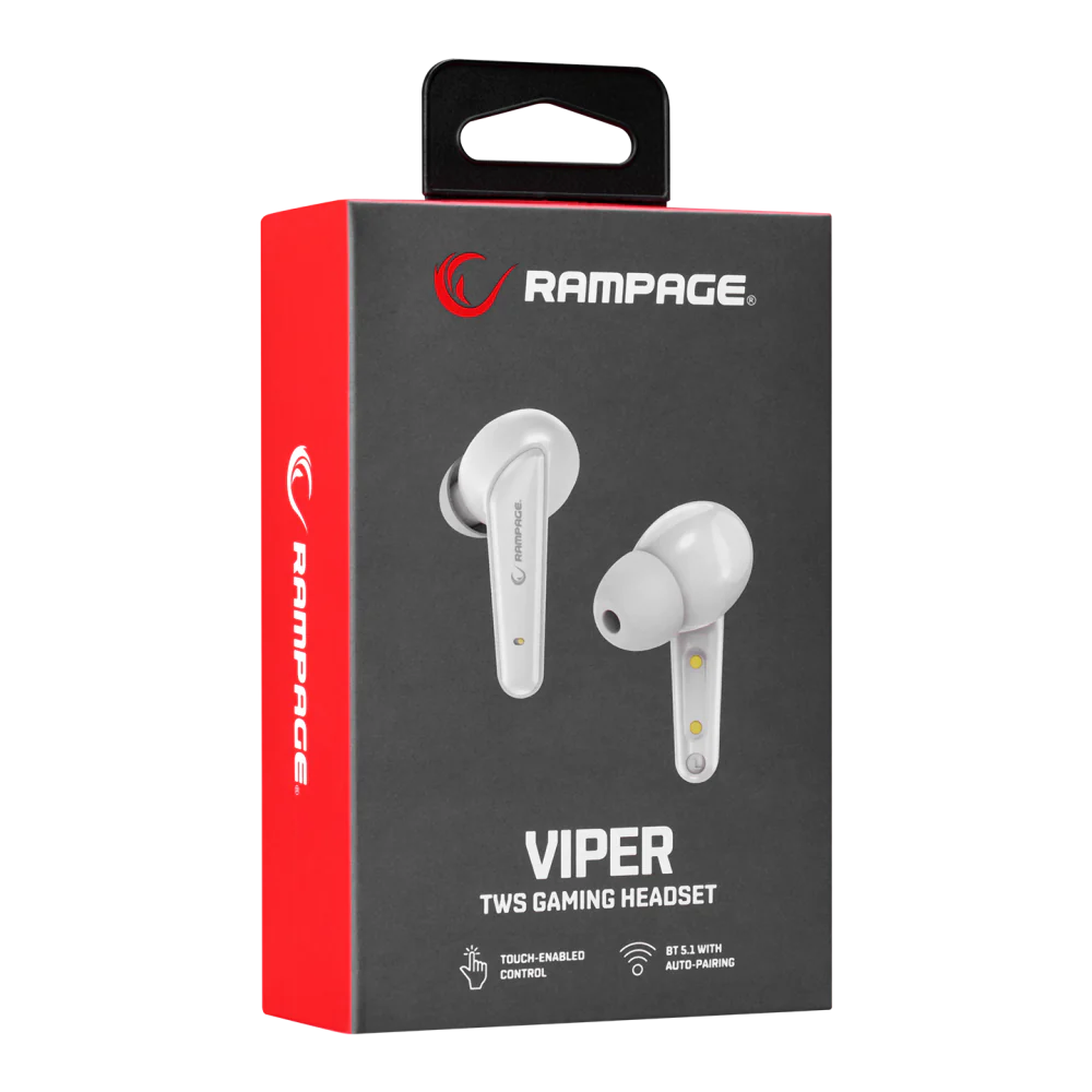 Rampage RM-TWS01G VIPER Beyaz Mobile+PC Uyumlu Bluetooth TWS Gaming Oyuncu Mikrofonlu Kulaklık