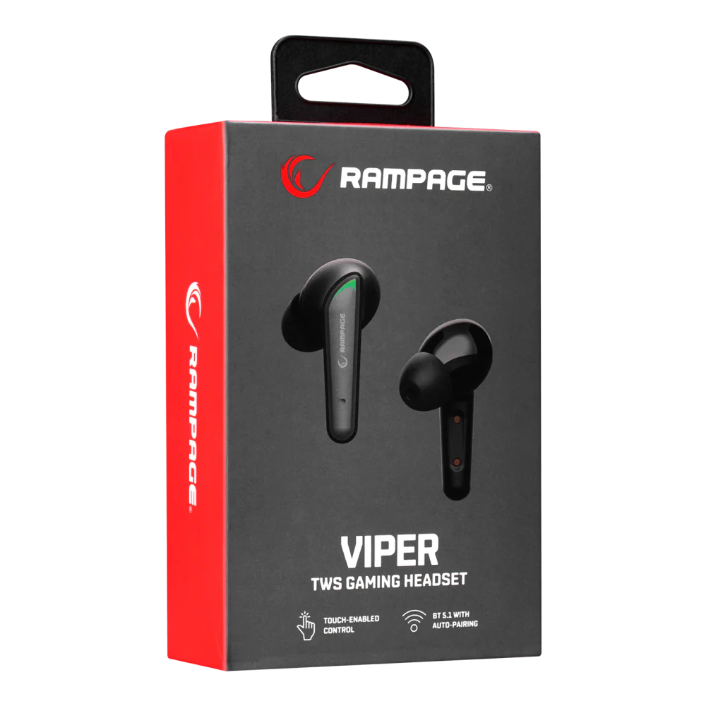 Rampage RM-TWS01G VIPER Siyah Mobile+PC Uyumlu Bluetooth TWS Gaming Oyuncu Mikrofonlu Kulaklık