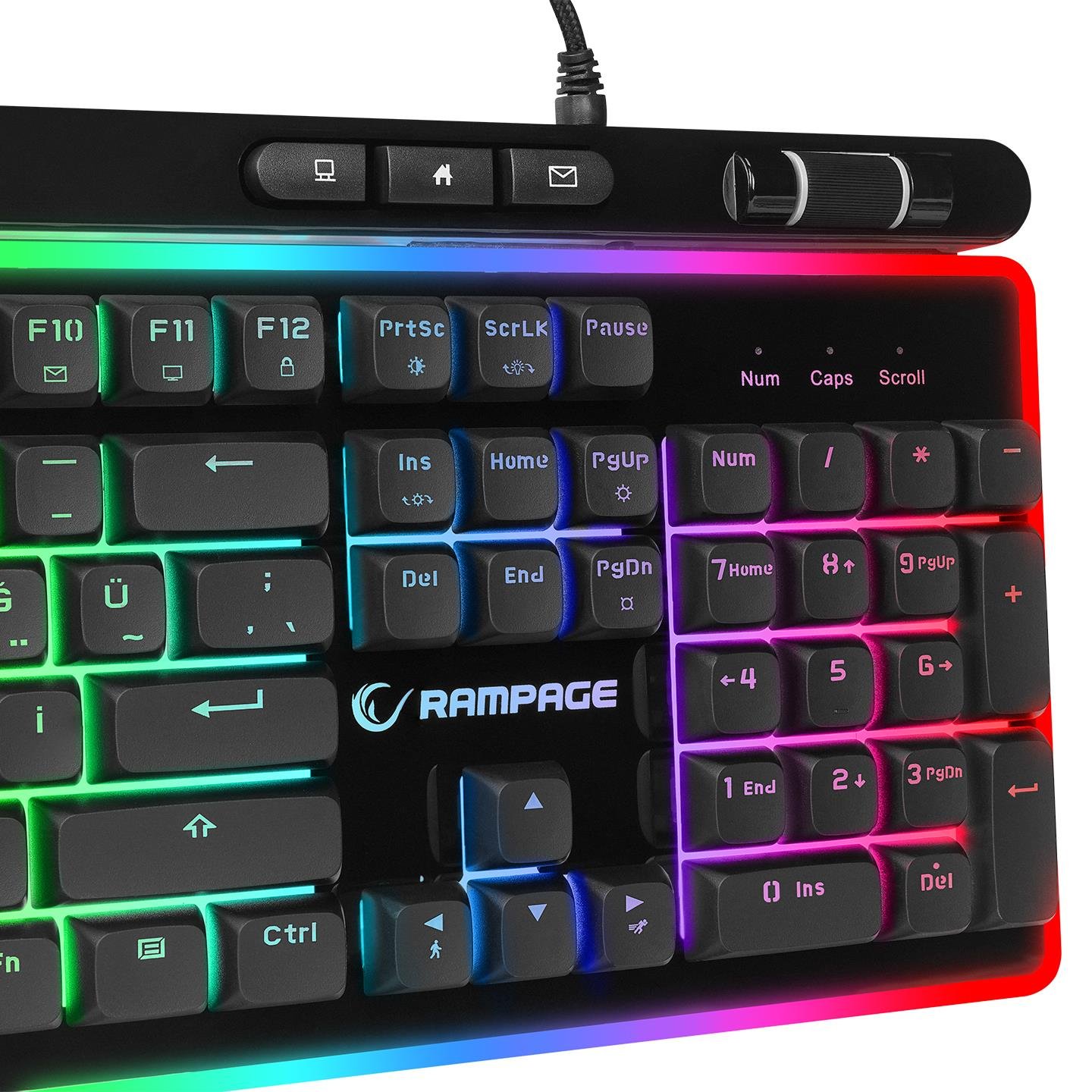 Rampage SHINE K14 Siyah USB RGB Backlight Membrane Gaming Oyuncu Klavye