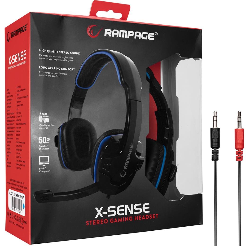 Rampage SN-R9 X-SENSE Siyah/Mavi Gaming Oyuncu Mikrofonlu Kulaklık