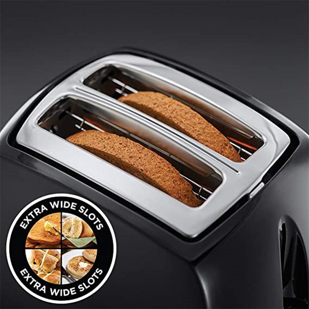 RUSSEL HOBBS RU-21641 TOASTER   2 SLİCE   TEXTURES   WİDE   BLACK EKMEK KIZARTMA