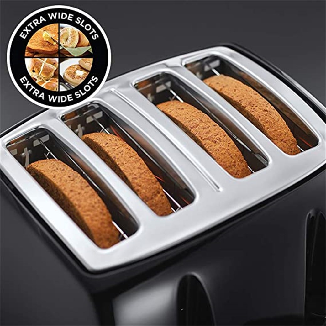 RUSSEL HOBBS RU-21651 TOASTER   4 SLİCE EXTRA WİDE BLACK EKMEK KIZARTMA