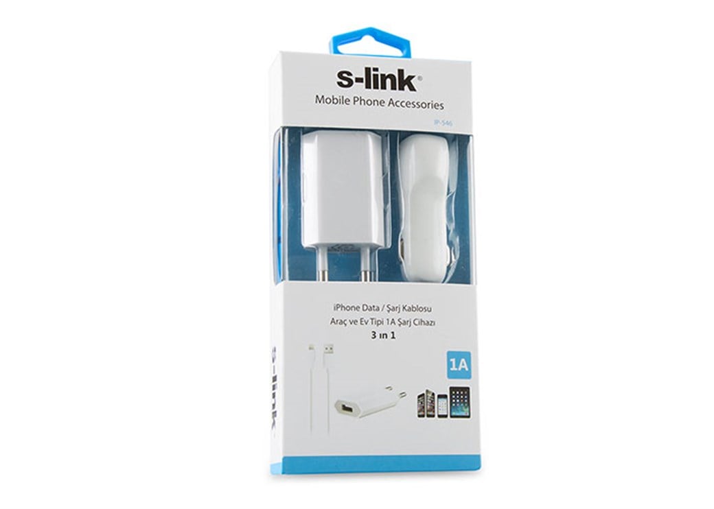 S-link IP-546 iPhone 5 Data Kablo + Ev + Araç Şarj
