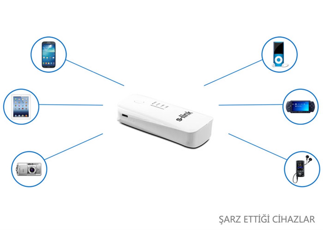 S-link IP-710 Beyaz/Gümüş 5200mAh Samsung Bataryal