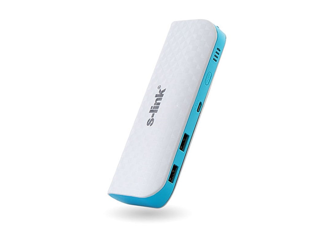 S-link IP-8044 8000mAh 1A/2.1A 2*Usb Beyaz/Mavi Ta