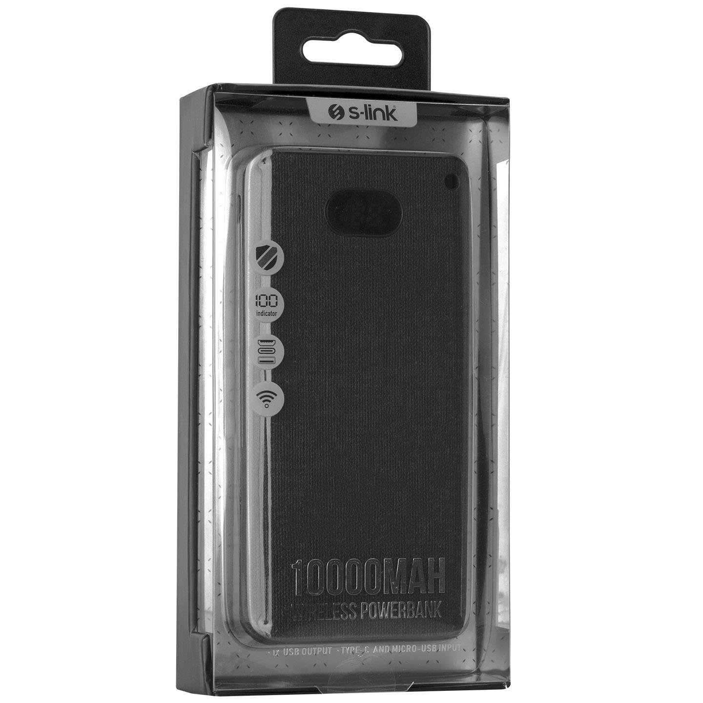 S-link IP-G10RW 10000mAh Kablosuz USB+Type-C+Micro Gri LCD Ekranlı Taşınabilir Pil Şarj Cihazı