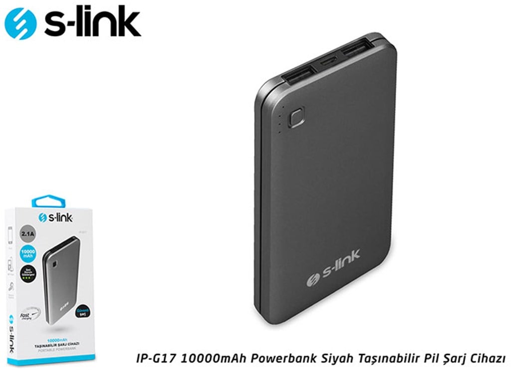 S-link IP-G17 10000mAh Powerbank Siyah Taşınabilir