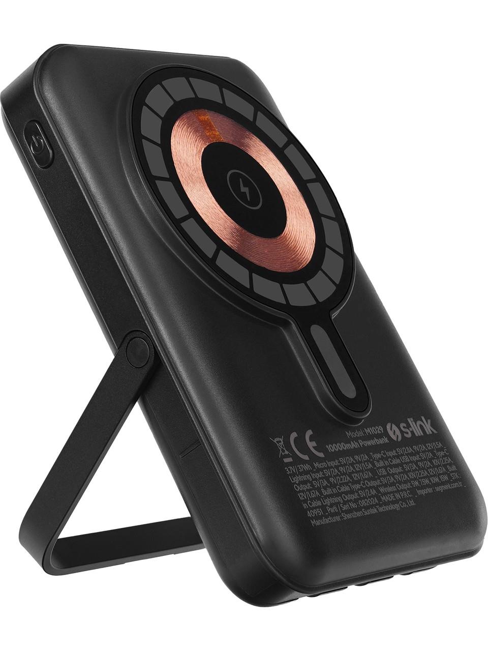 S-link M1029 10000mAh Magsafe 15W HSC22.5W+PD20W+QC3.0 Siyah LCD Taşınabilir Şarj Cihazı Powerbank