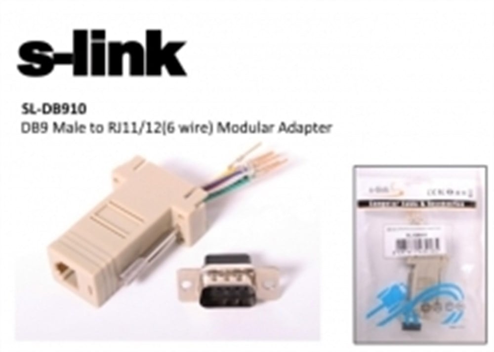 S-link SL-DB910 DB9-MALE TO RJ11/12 Modular Adaptö