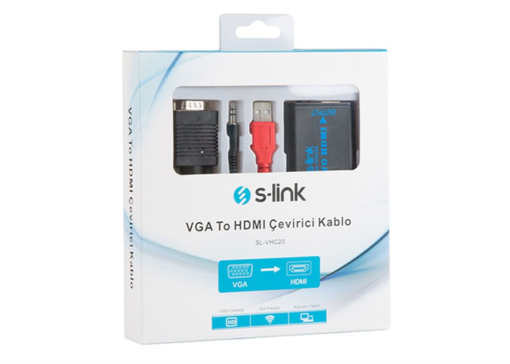 S-link SL- VHC20 VGA To 3HDMI Çevirici Kablo