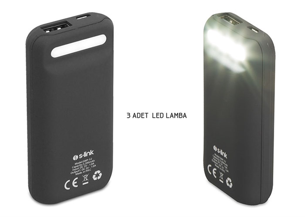 S-Link Swapp SWP-52 5200mAh Powerbank Dokunmatik L