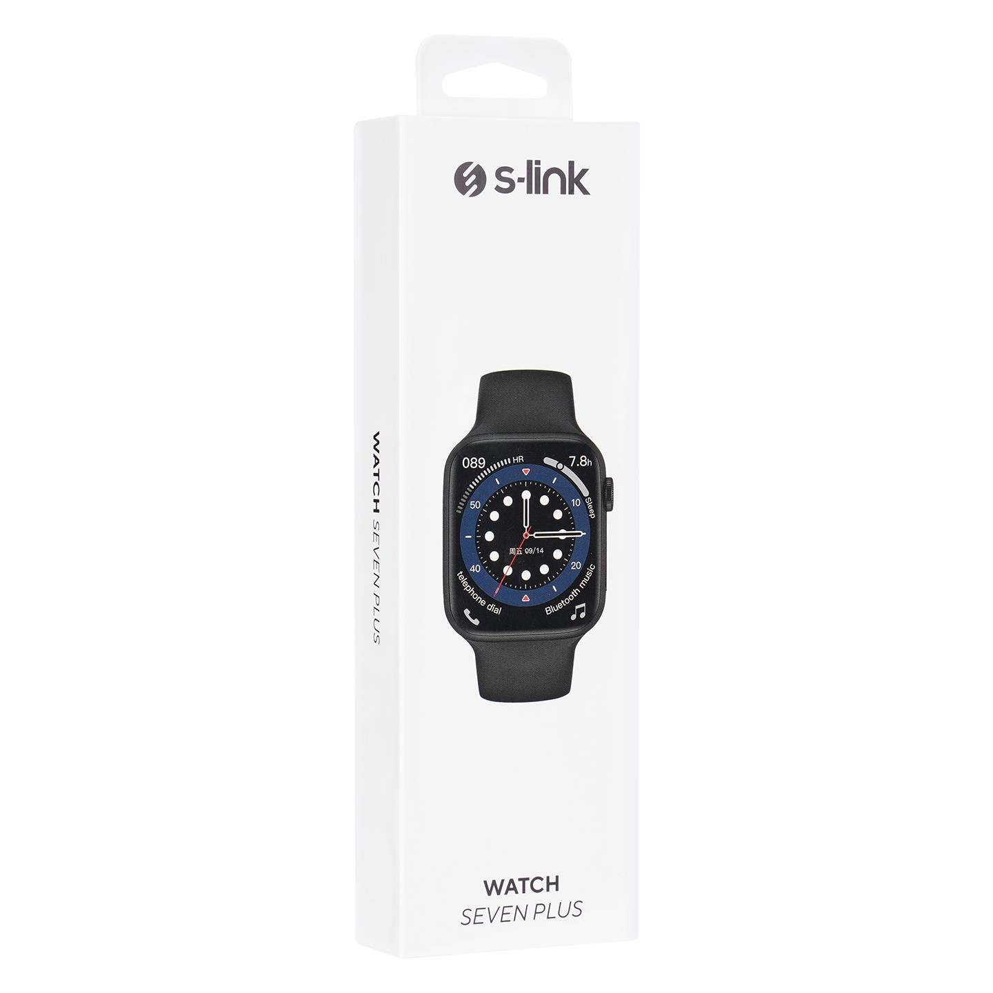 S-link WATCH SEVEN PLUS Android/IOS Smart Watch 200 mAh Black Smart Watch with Heartbeat Sensor