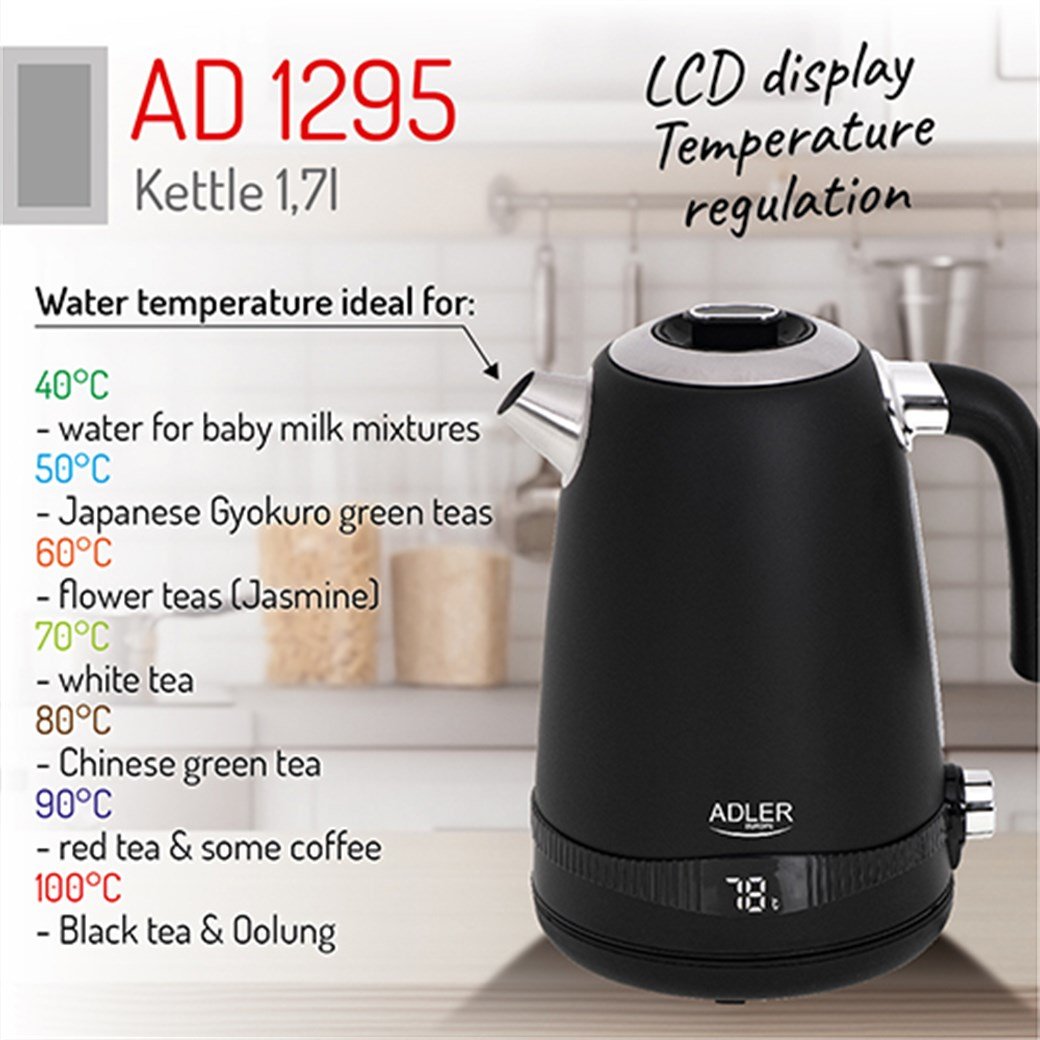 SATİN BLACK KETTLE 1,7L WİTH LCD DİSPLAY