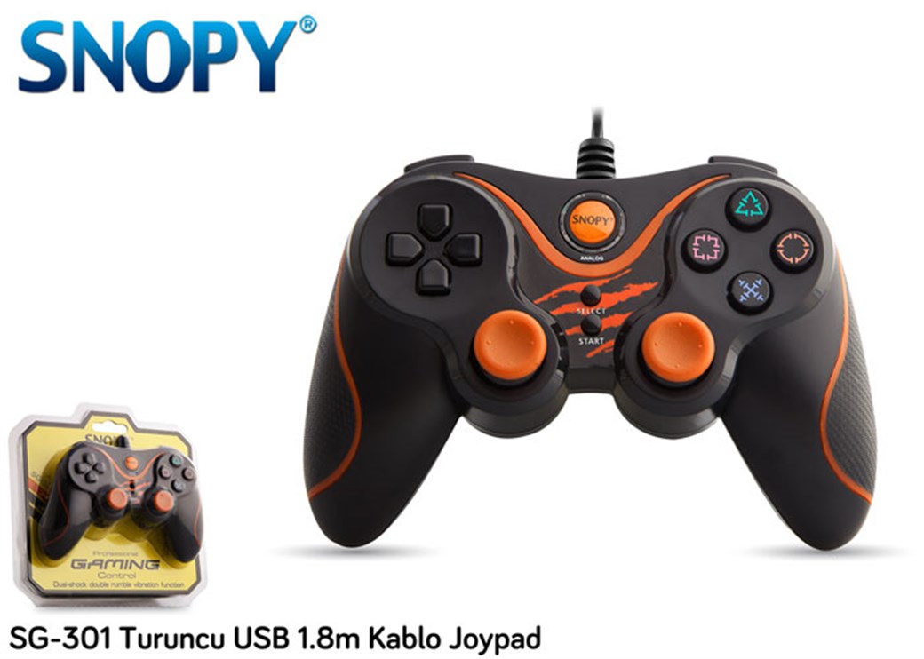 Snopy SG-301 Turuncu USB 1.8m Kablo Joypad