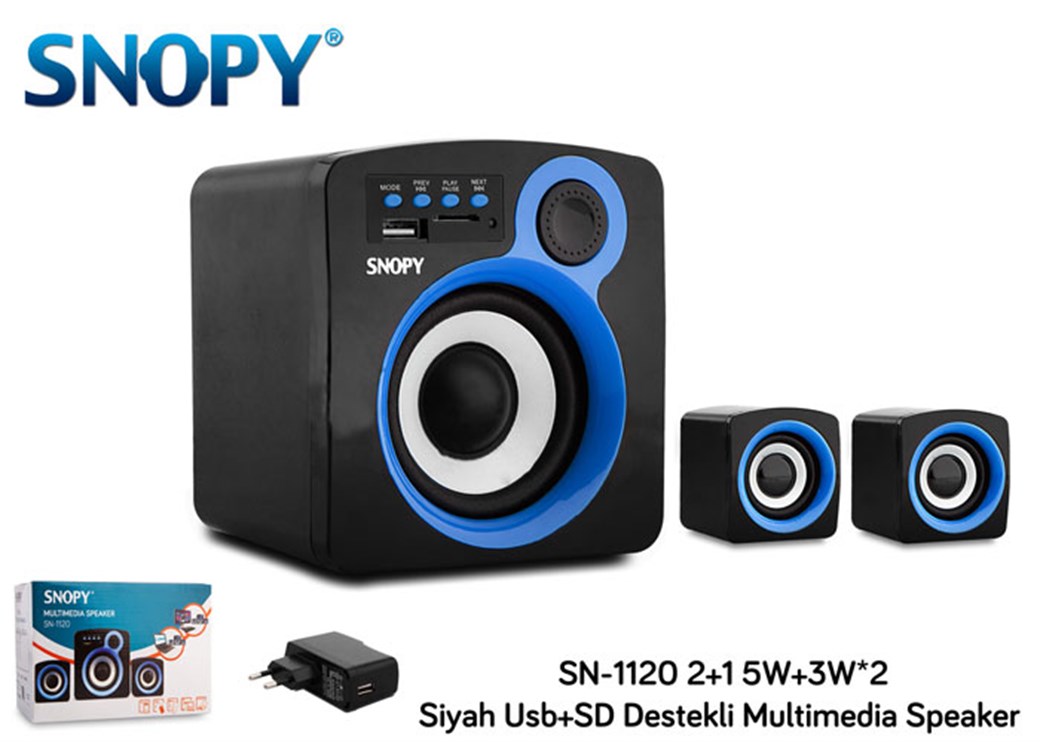 Snopy SN-1120 2+1 5W+3W*2 Siyah Usb+SD Destekli Mu