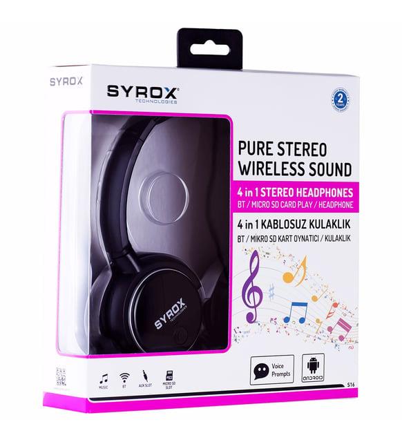 Syrox Kulaküstü Kablosuz Bluetooth Kulaklık Hafıza Kartı Girişli S16