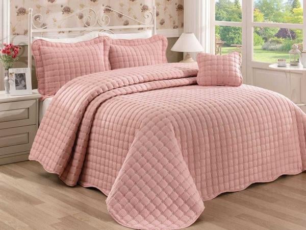 ZEN HOME NAKIŞLI YATAK ÖRTÜSÜ ÇİFT KİŞİLİK STAR (PUDRA)