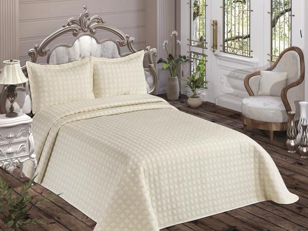 ZEN HOME NAKIŞLI YATAK ÖRTÜSÜ ÇİFT KİŞİLİK STAR (BEYAZ)