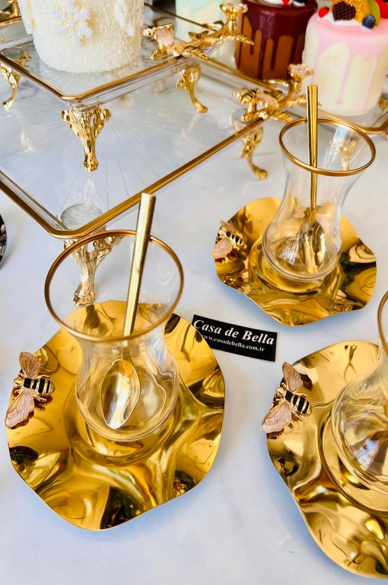  Gold Kenarlı 29 Parça Bal Böceği Sunum Servis Seti
