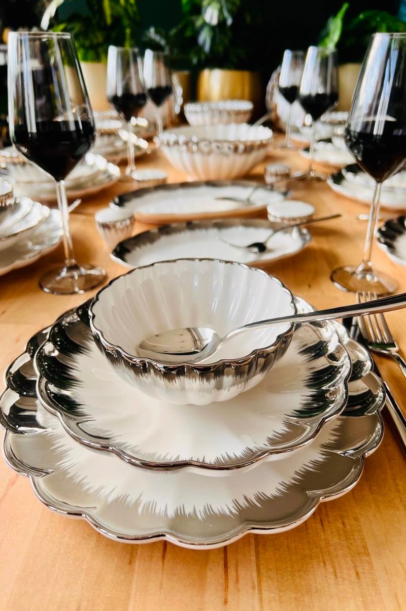  Mary Silver 29 Parça 6 Kişilik Porselen Yemek Takımı