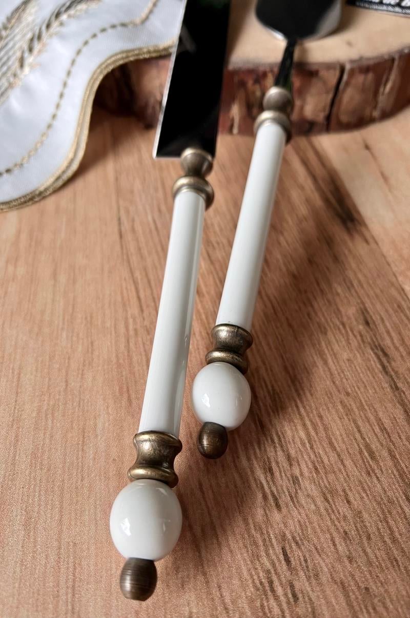 2 Parça Boncuk Figürlü Spatula Bıçak Servis Seti