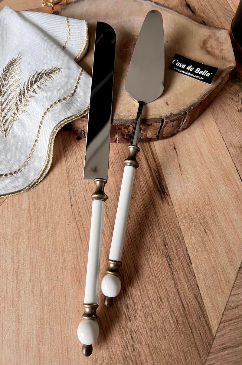 2 Parça Boncuk Figürlü Spatula Bıçak Servis Seti