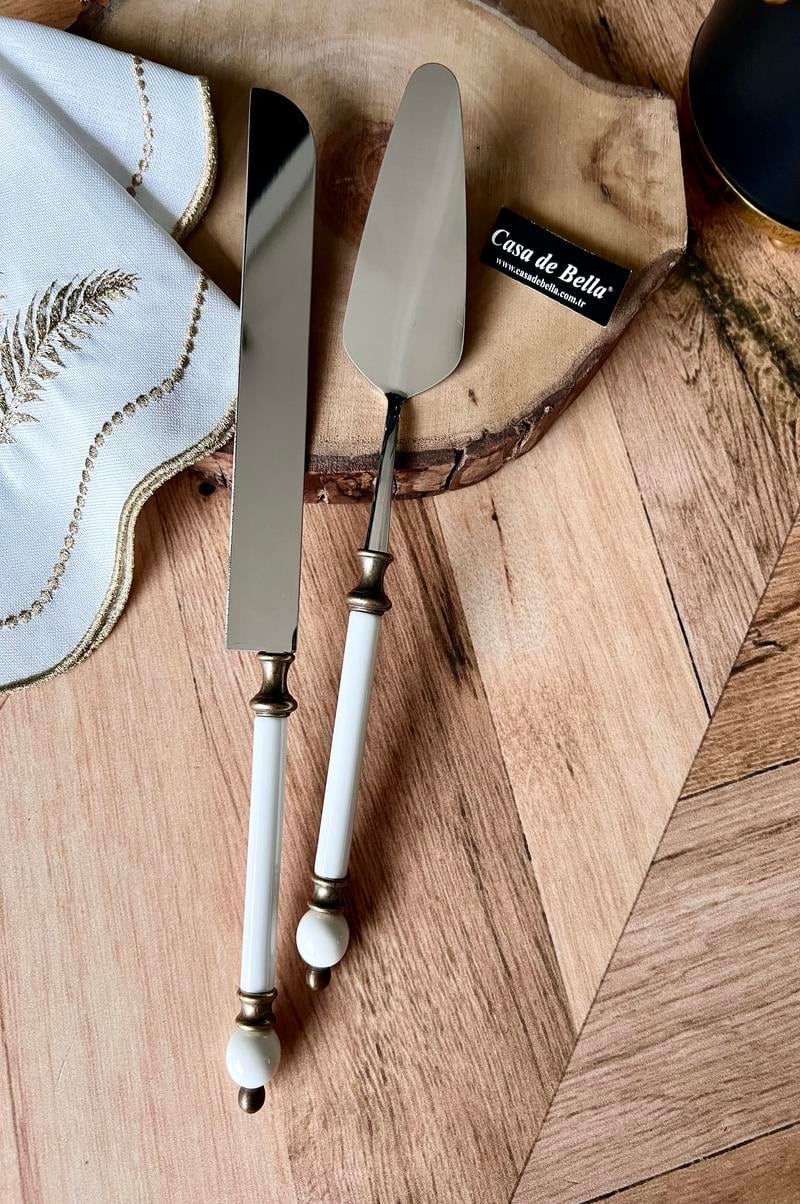 2 Parça Boncuk Figürlü Spatula Bıçak Servis Seti