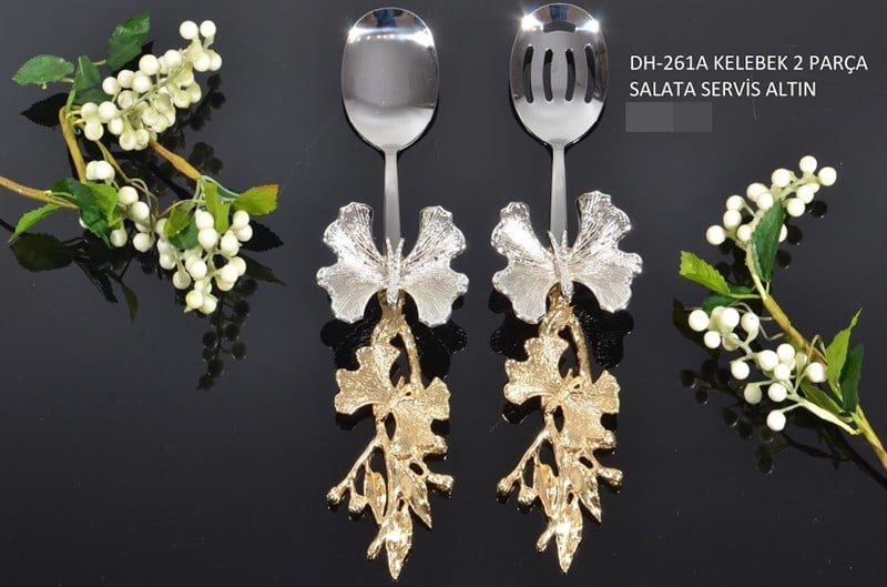 2 Parça Kelebek Desenli Salata Servis Seti