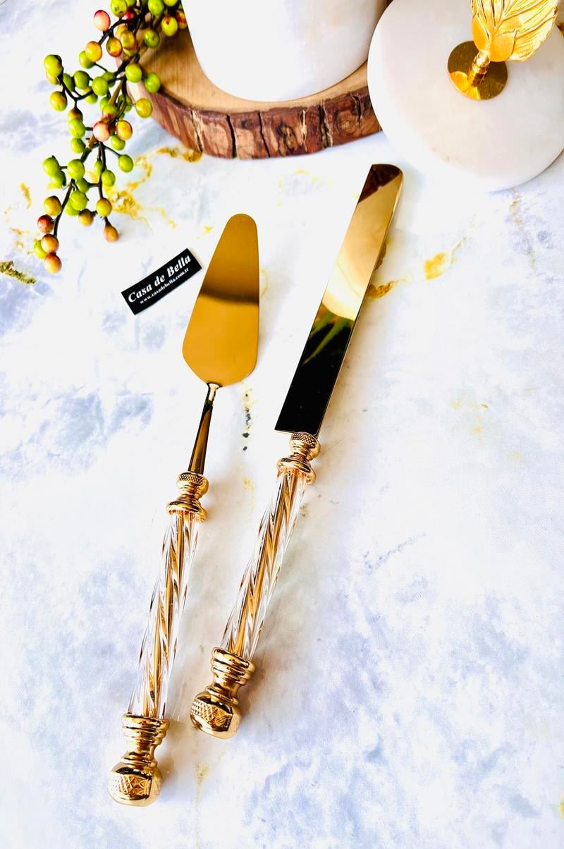 2 Parça Kristal Servis Seti gold