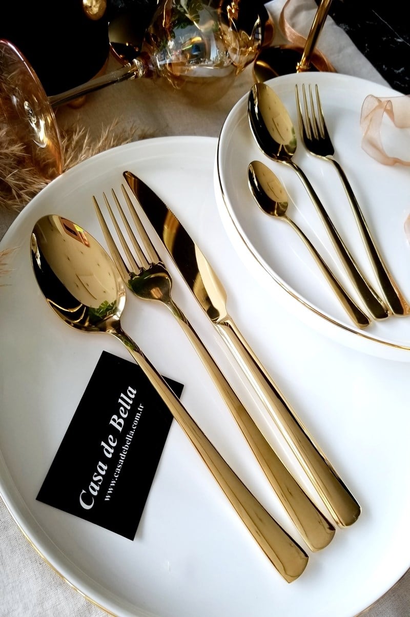 36 PARÇA ÇATAL KAŞIK BIÇAK TAKIMI - GOLD