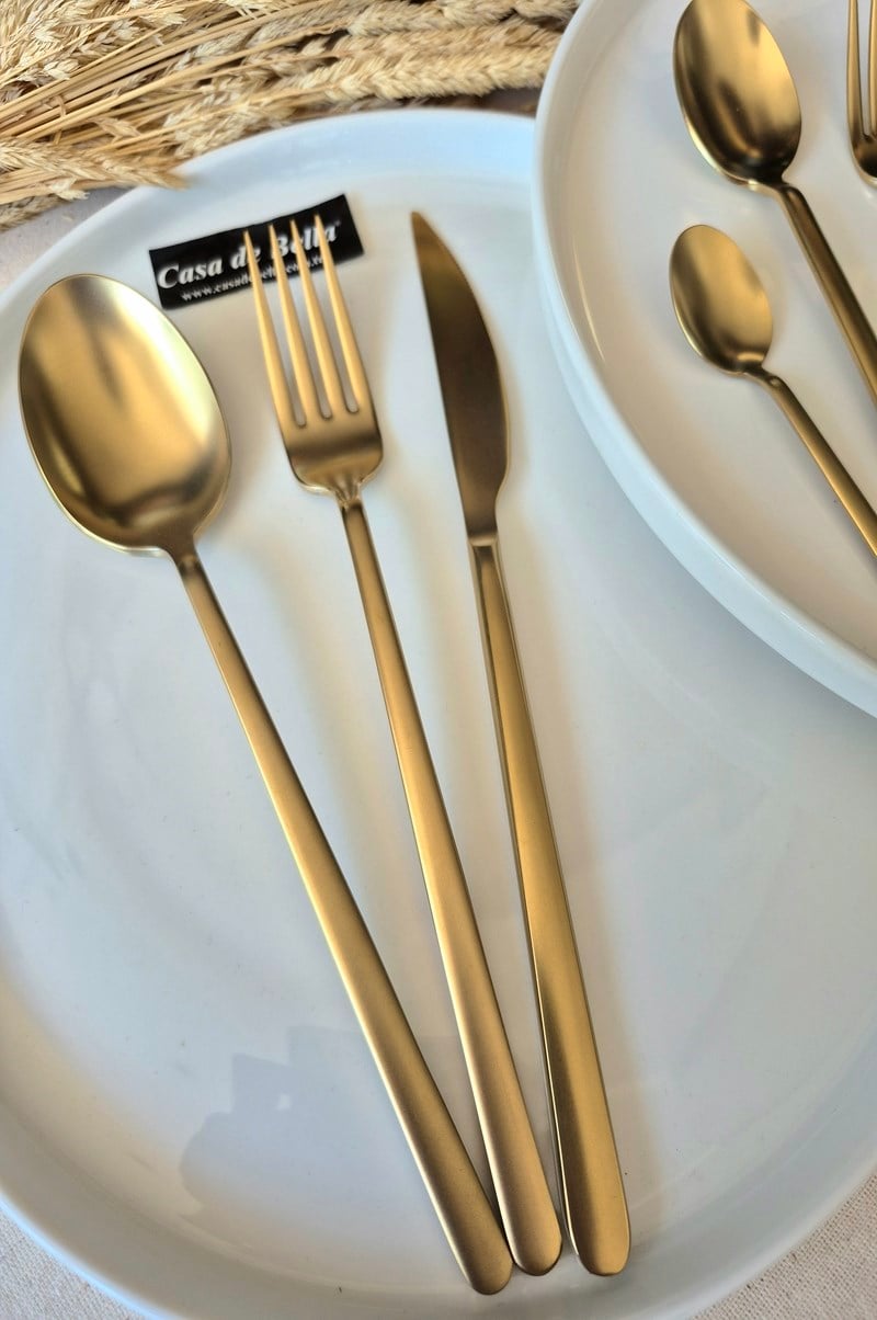 36 Parça Mat Gold Dali Çatal Bıçak Takımı 