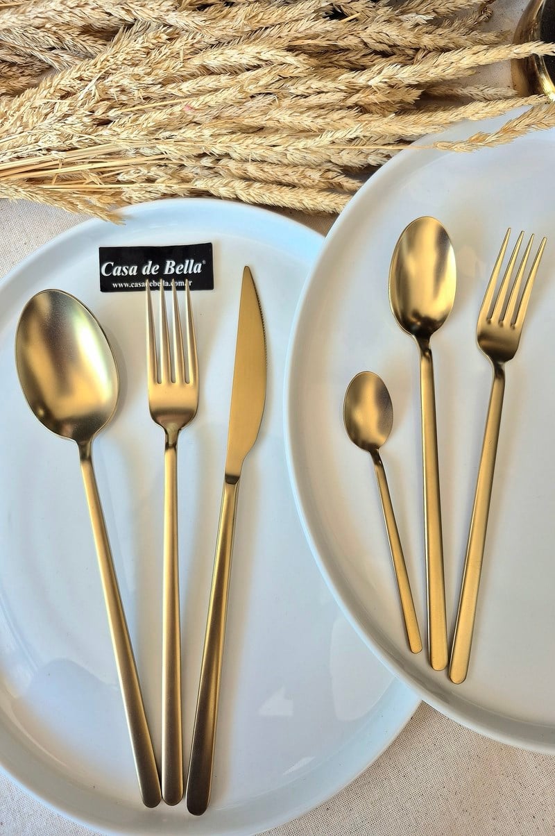 36 Parça Mat Gold Dali Çatal Bıçak Takımı 