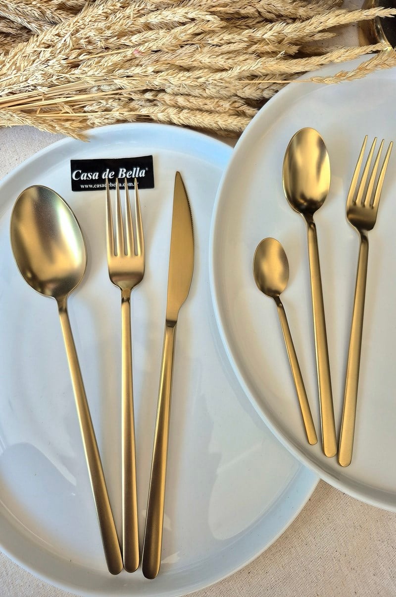36 Parça Mat Gold Dali Çatal Bıçak Takımı 