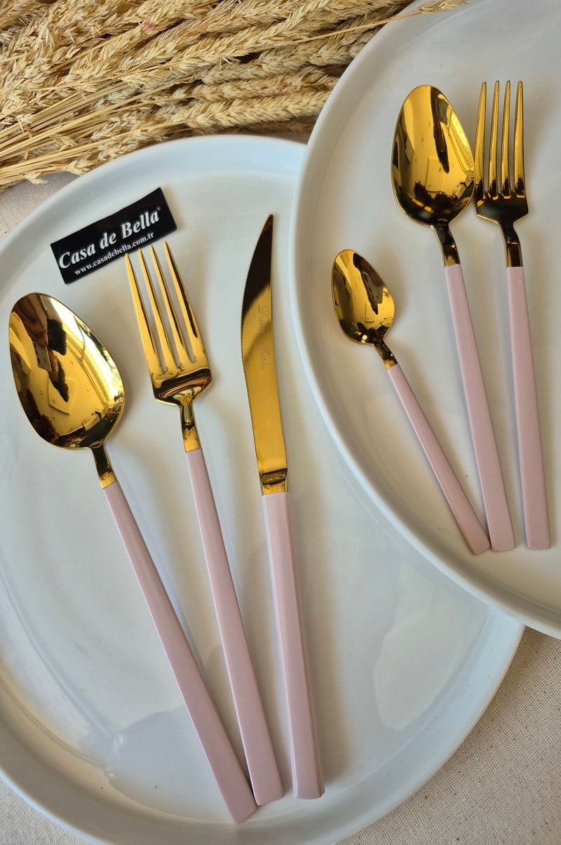 36 Parça Pembe-Gold Çatal Bıçak Takımı 