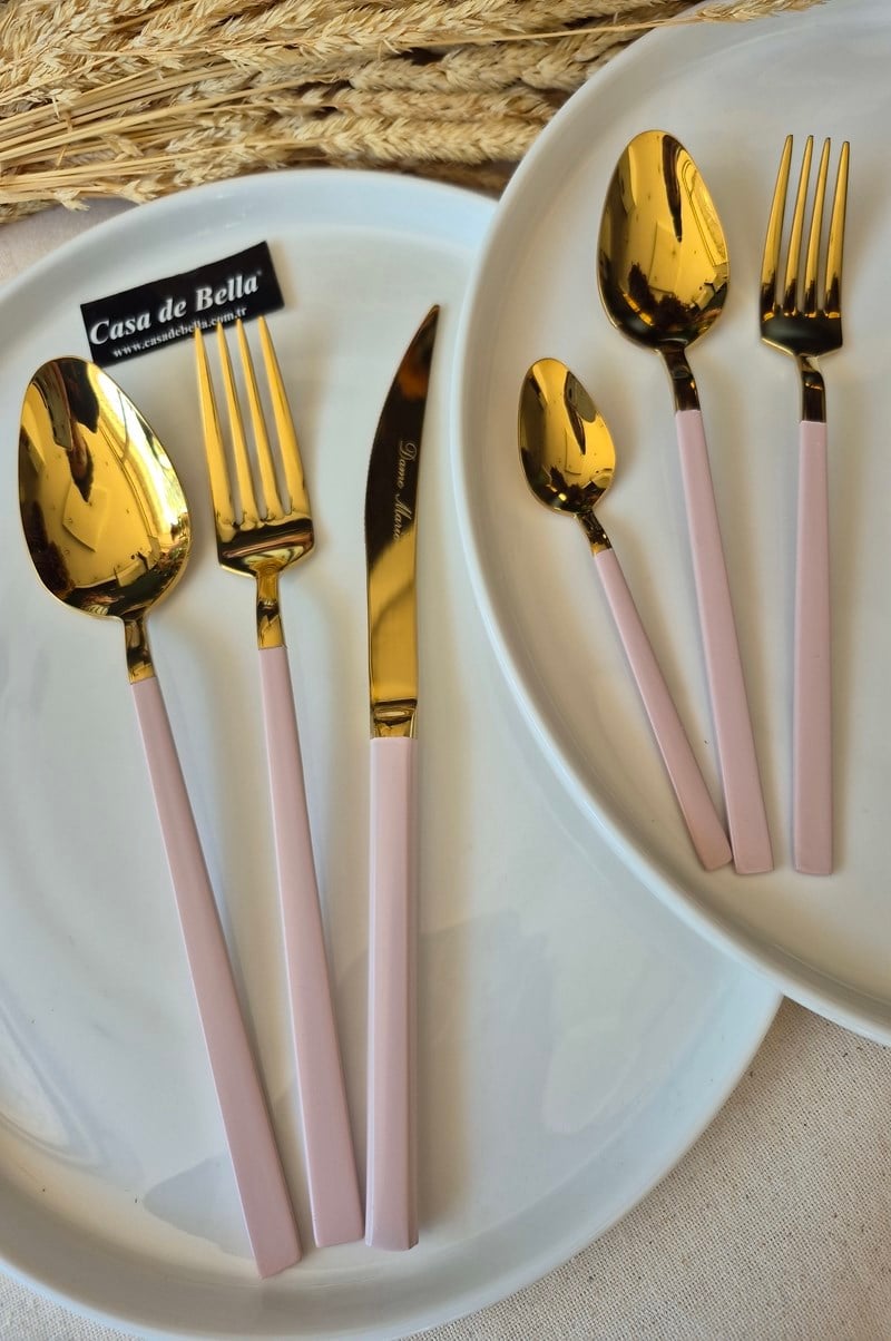 36 Parça Pembe-Gold Çatal Bıçak Takımı 