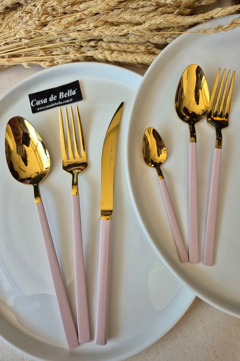 36 Parça Pembe-Gold Çatal Bıçak Takımı 