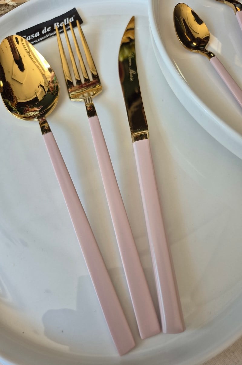 36 Parça Pembe-Gold Çatal Bıçak Takımı 