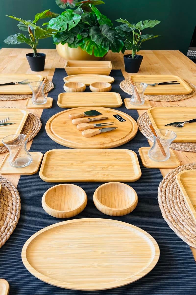 38 Parça Bambu Lüks Kahvaltı Takımı