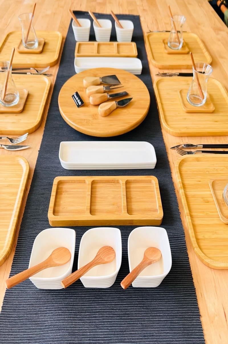 45 Parça 6 Kişilik Bambu Porselen Kahvaltı Takımı
