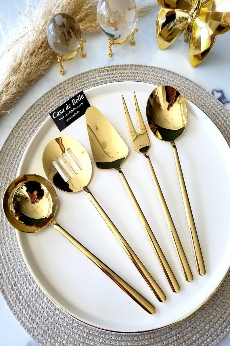 5 Parça DALİ Lüks Servis Seti - Gold
