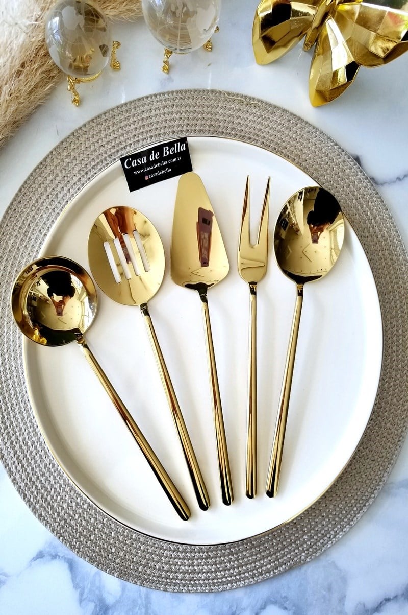 5 Parça DALİ Lüks Servis Seti - Gold