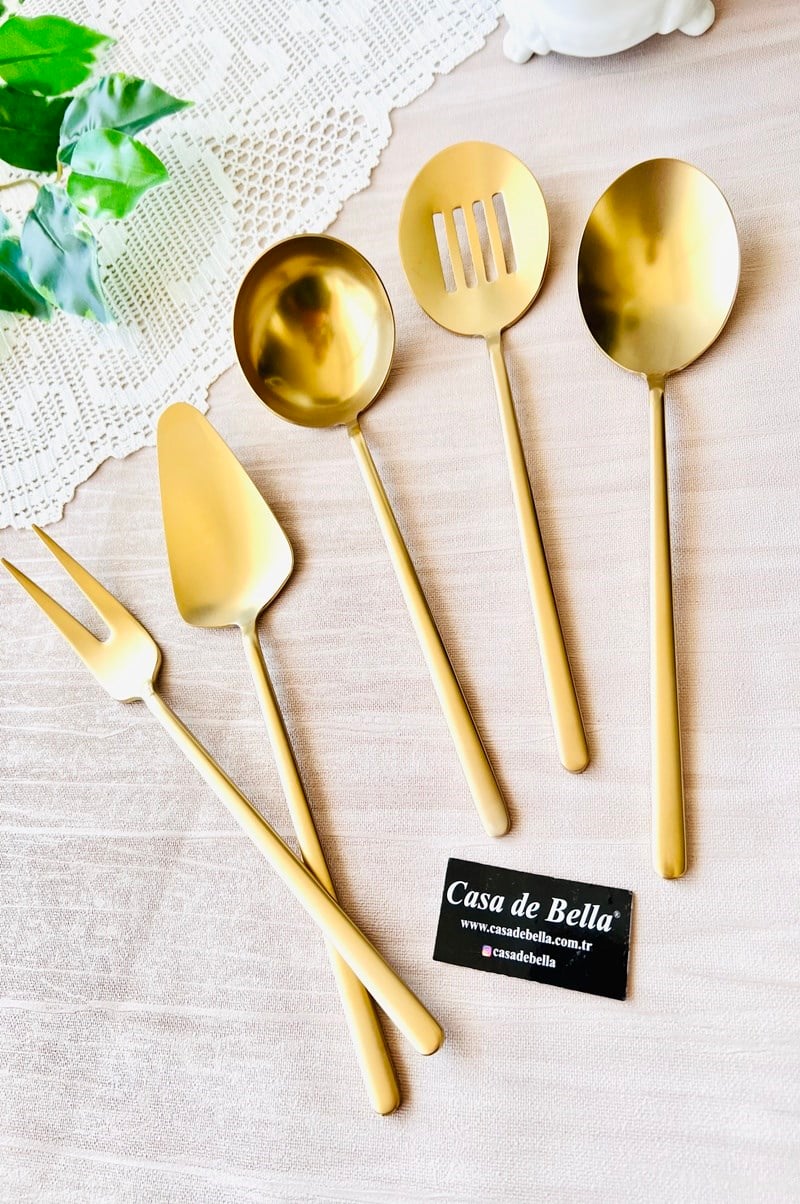 5 Parça DALİ Lüks Servis Seti -Mat Gold