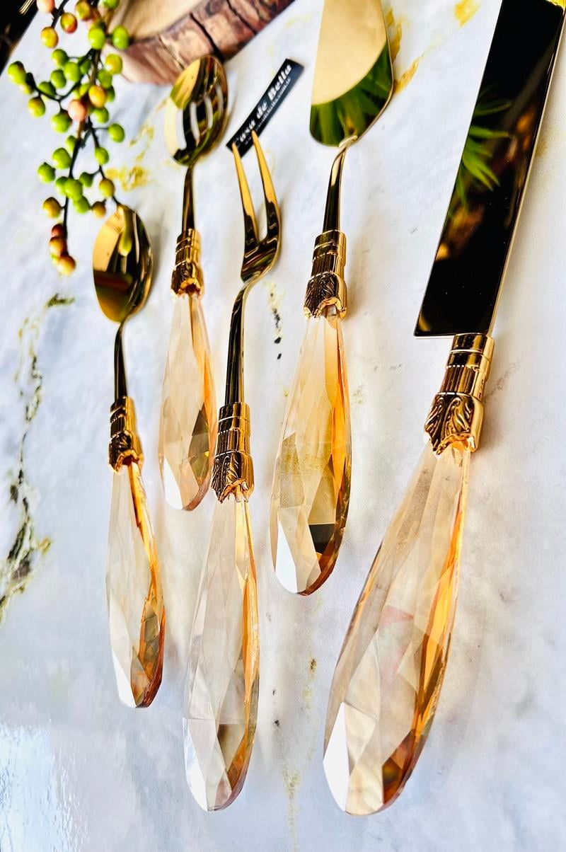 5 Parça Damla Kristal Servis Seti (AMBER)gold