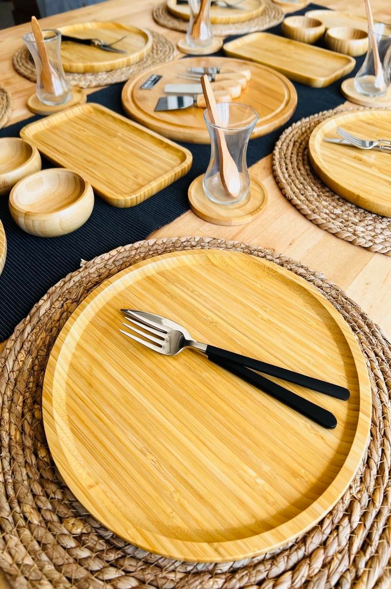 6 Kişilik 38 Parça Bambu Kahvaltı Takımı 20cm