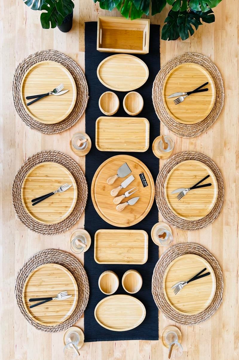 6 Kişilik 38 Parça Bambu Kahvaltı Takımı 20cm