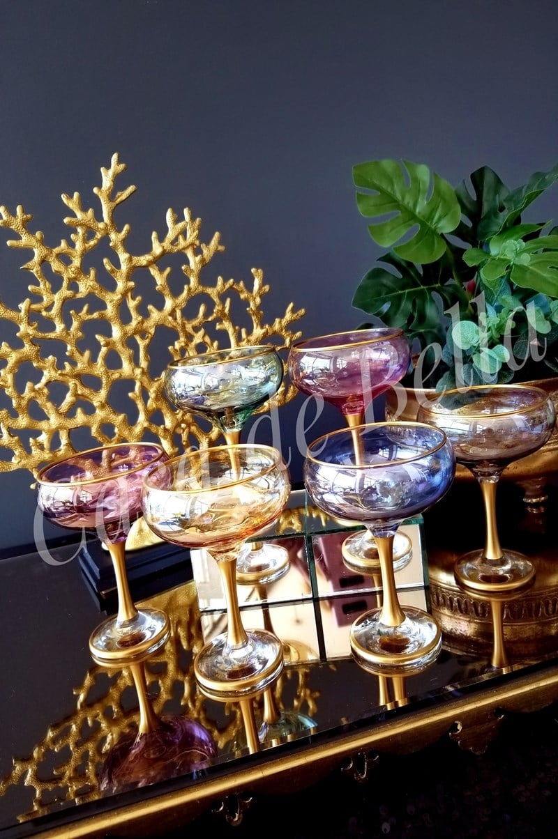 6 Kişilik Rengarenk Kadeh 13cm
