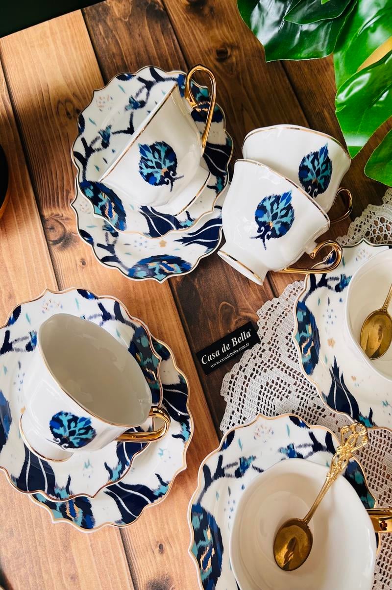 6 KİŞİLİK STELLA LÜX  PORSELEN ÇAY FİNCANI