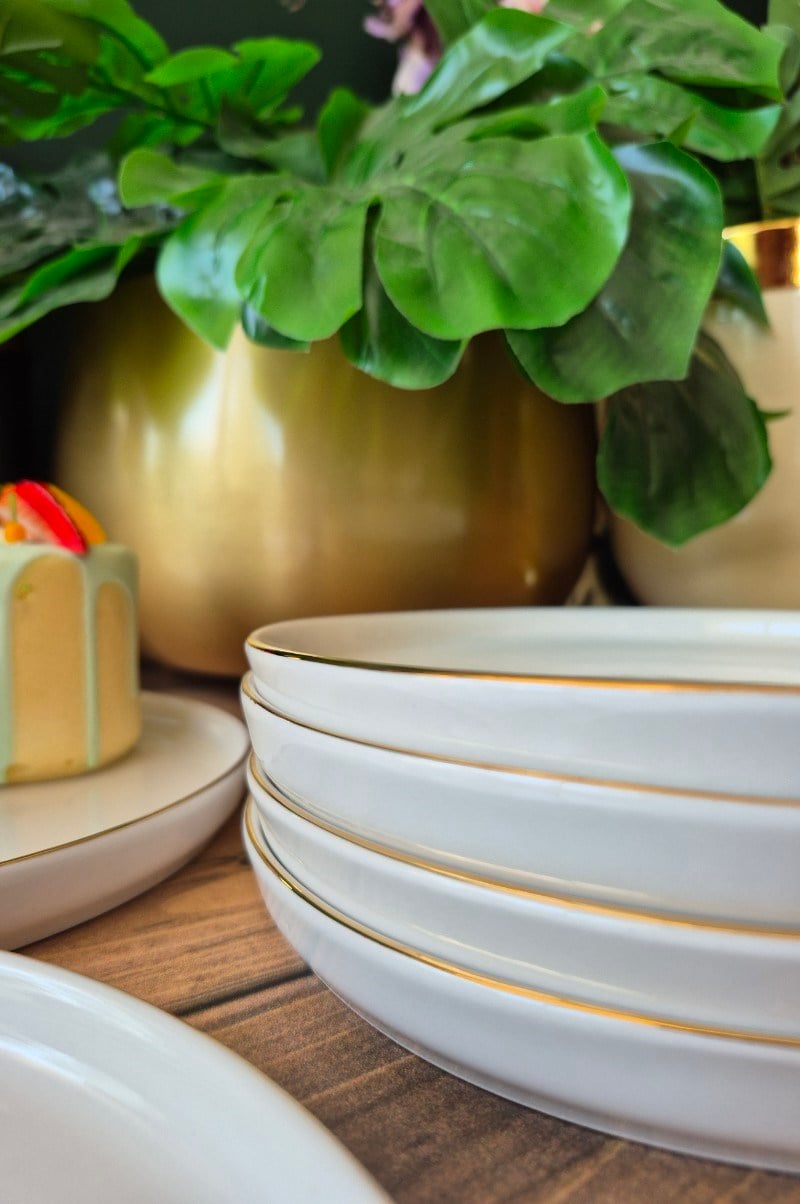 6'lı gold yaldızlı pasta tabağı