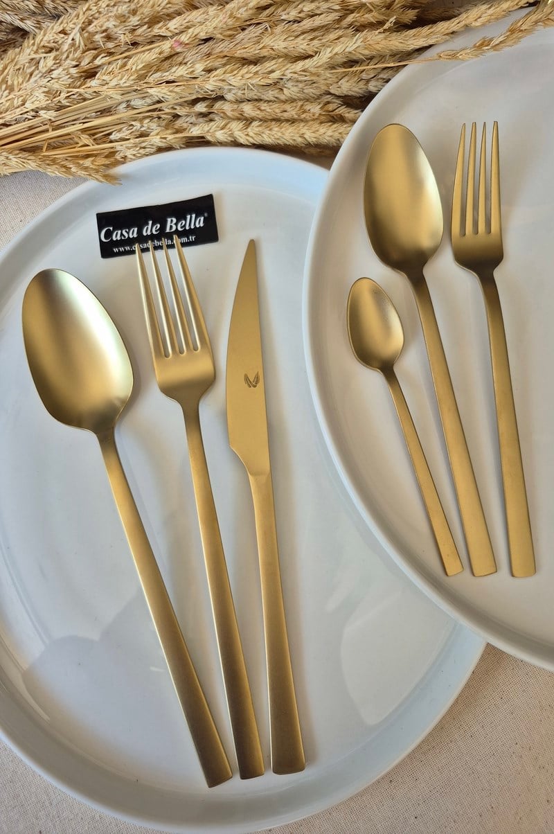 72 Parça Mat Gold  Çatal Bıçak Takımı 